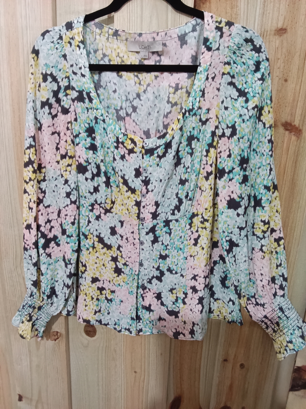 LOFT Women's Pastel Floral Button-Front Blouse - Multi
